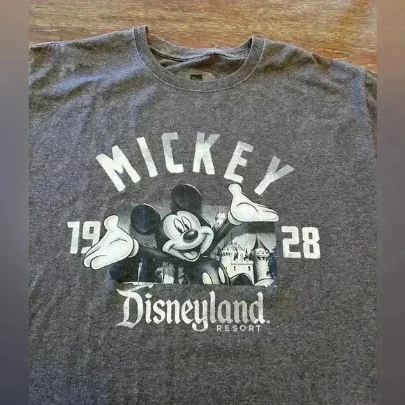 Disney Parks Mickey Mouse T-Shirt Men’s Size Medium Gray Distressed Graphic Logo - Picture 2 of 3